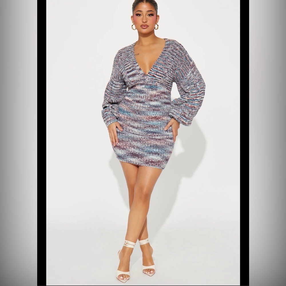 Fashion Nova Vienna Sweater Mini Dress - Brown/combo XL